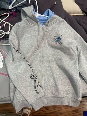 Adult Grey Zip-Up Hoodie with Blue Lining - Disney